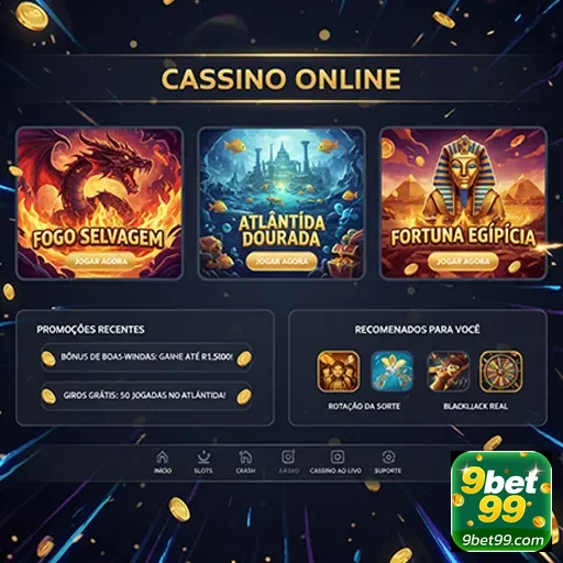 Promoções do cassino online 9bet99 com diversas ofertas e bônus para jogadores.